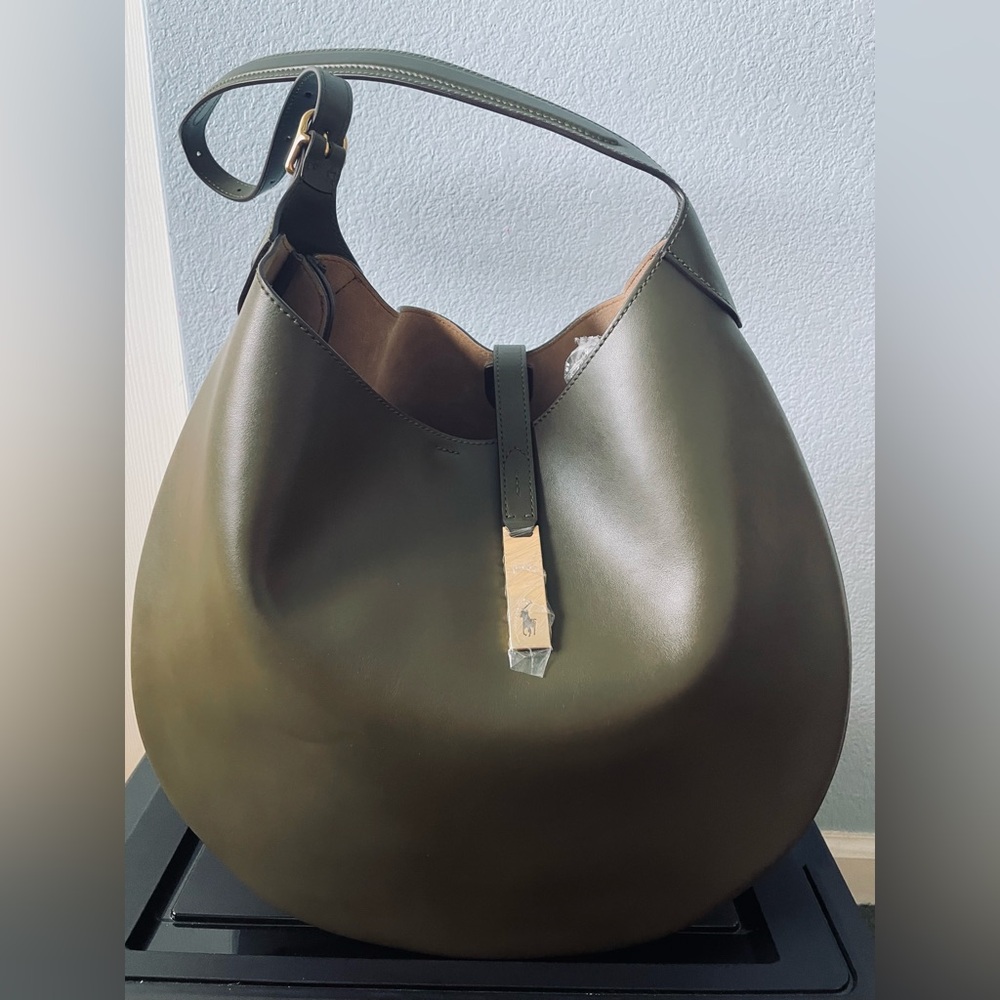 Polo Ralph Lauren Polo ID Olive leather Hobo Bag ( Brand New w/ Tags)